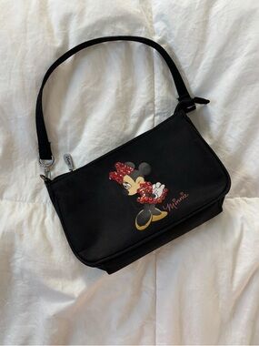 Black Minnie Mouse Sequin Accent Shoulder Bag